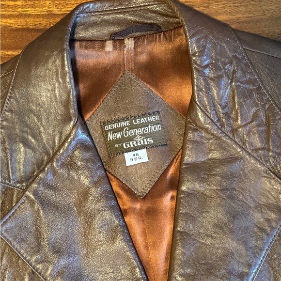 Vintage New Generation by Grais Brown Genuine Leather Jacket Blazer Size 46 - Picture 13 of 14